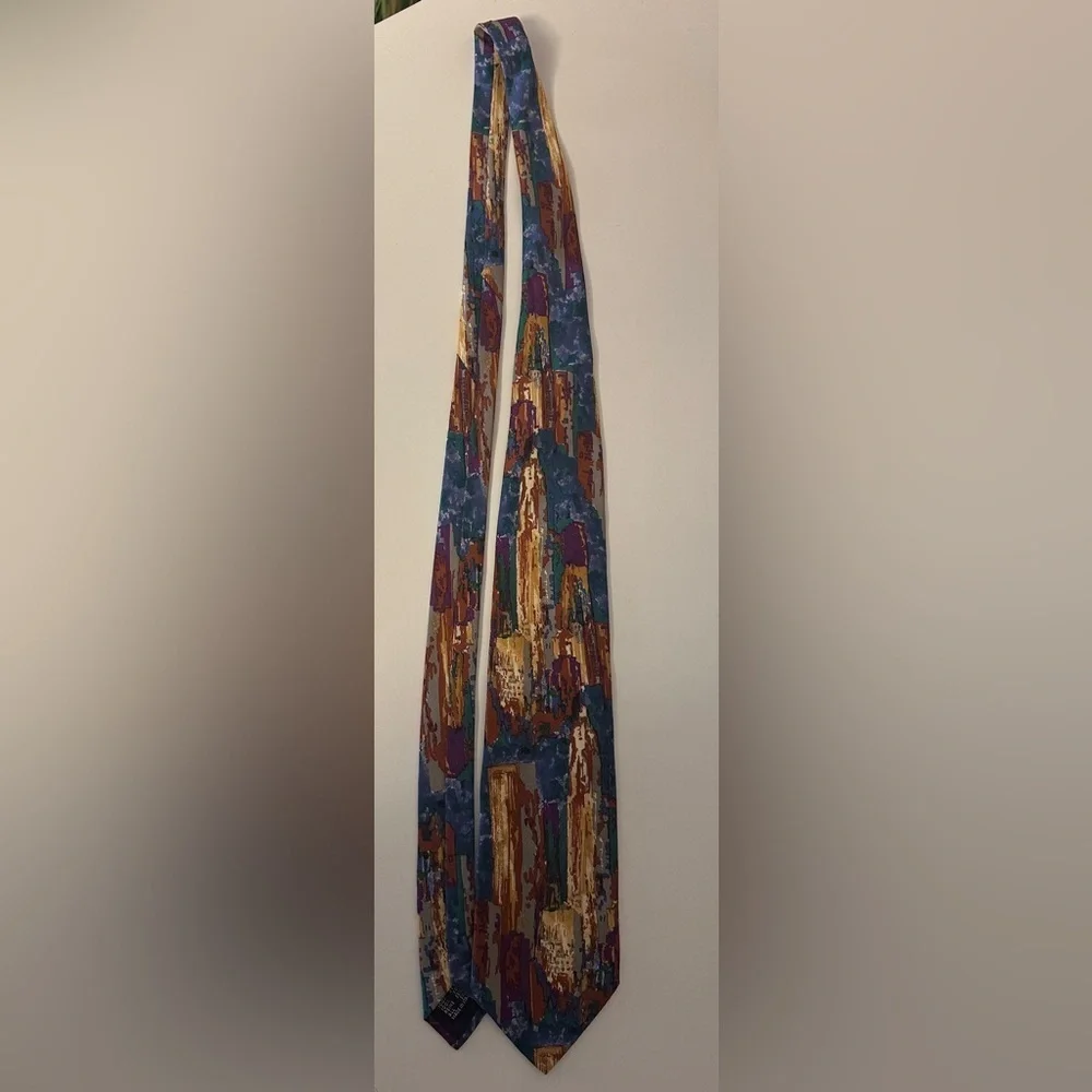 Courreges Homme Silk Tie Geometric Pattern VINTAGE